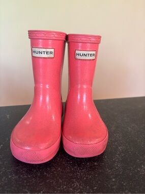 Hunter Kids Pink Glitter Rain Boots